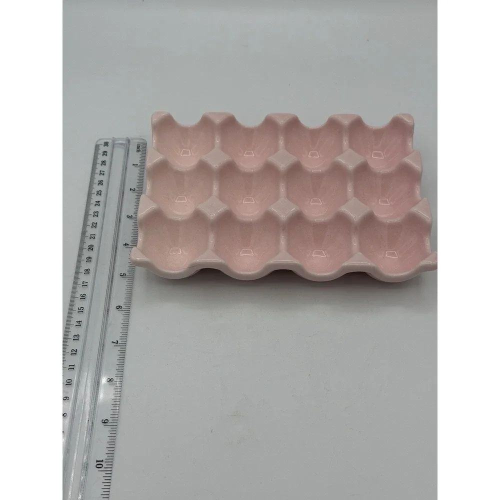 Vintage Style Pink /w Grey Speckled Ceramic Egg Tray Stoneware Egg Holder Dozen
